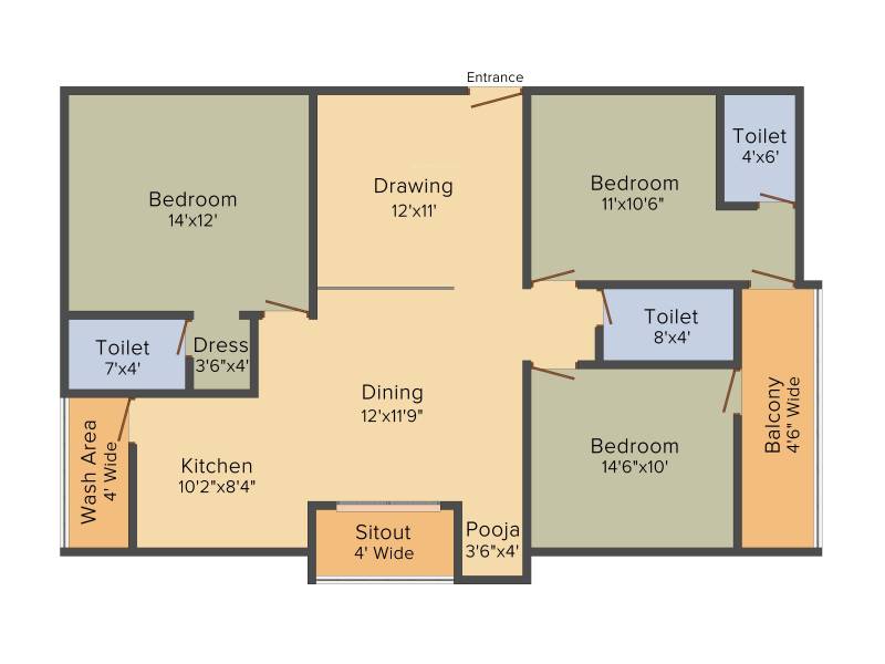 ASR Mapple Creek (3BHK+3T (1,440 sq ft) 1440 sq ft)