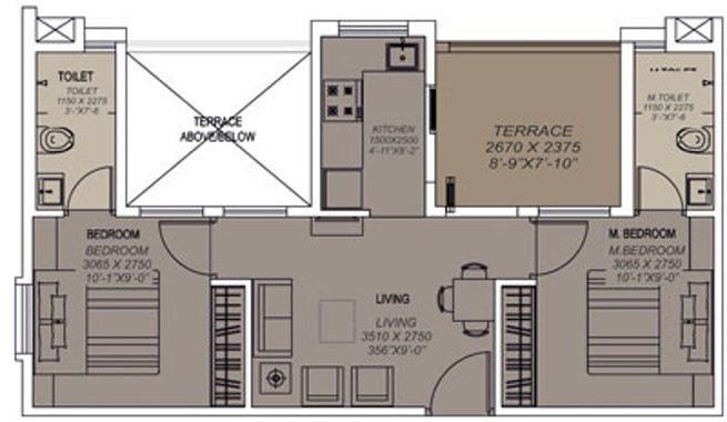 Xrbia Eiffel City Phase 2 (2BHK+2T (696 sq ft) 696 sq ft)
