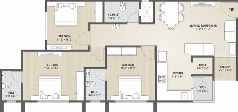 Sachet Vedant Shreeji Enclave (3BHK+3T (1,539 sq ft) 1539 sq ft)