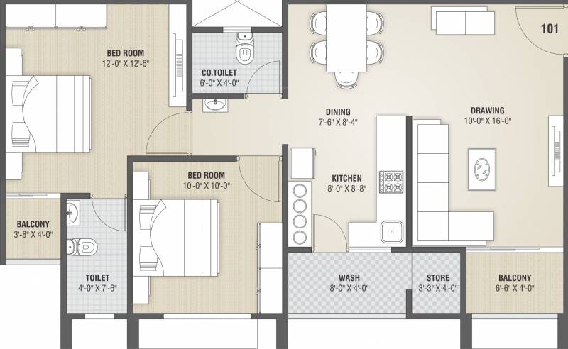 Sachet Vedant Shreeji Enclave (2BHK+2T (1,278 sq ft) 1278 sq ft)