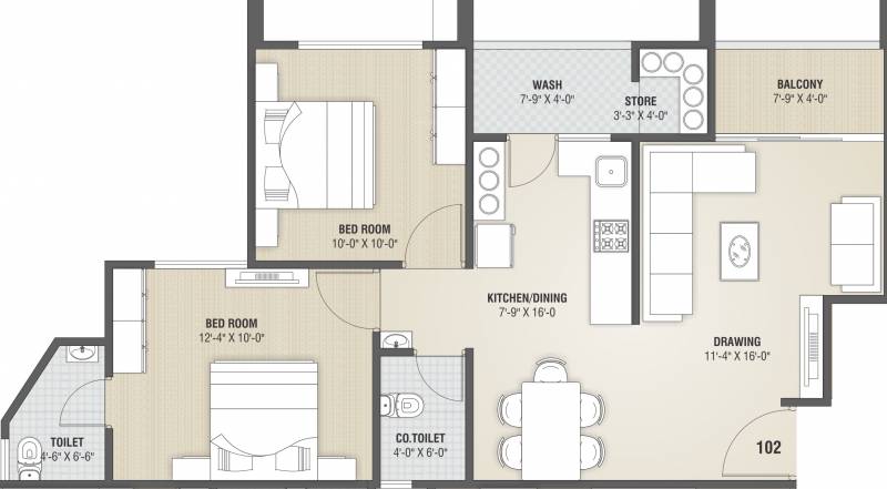 Sachet Vedant Shreeji Enclave (2BHK+2T (1,161 sq ft) 1161 sq ft)