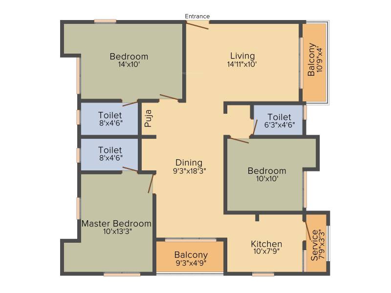 Pushkar PV Sree Raman Enclave (3BHK+3T (1,410 sq ft) 1410 sq ft)