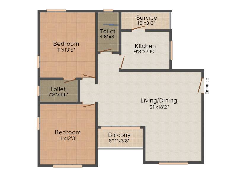 Rajkham Silver Crest (2BHK+2T (1,197 sq ft) 1197 sq ft)