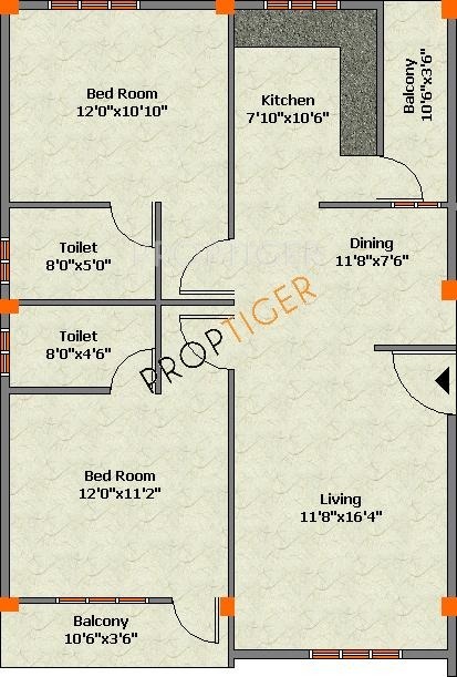 Jana Habitat (2BHK+2T (1,025 sq ft) 1025 sq ft)