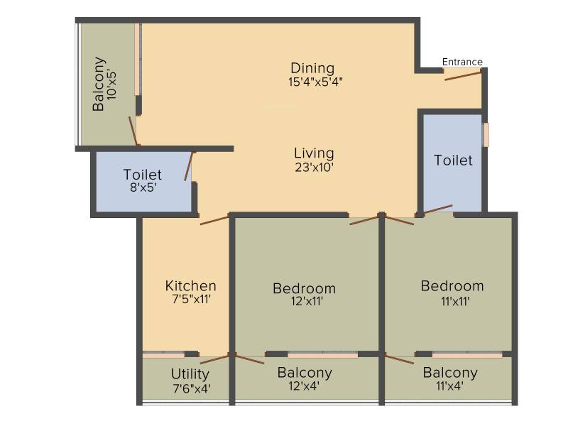 One View MSC Empress (2BHK+2T (1,145 sq ft) 1145 sq ft)