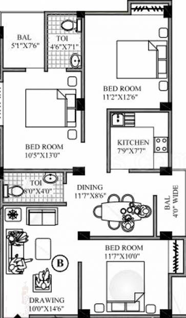 Lakhan Vishwanath (3BHK+2T (1,180 sq ft) 1180 sq ft)