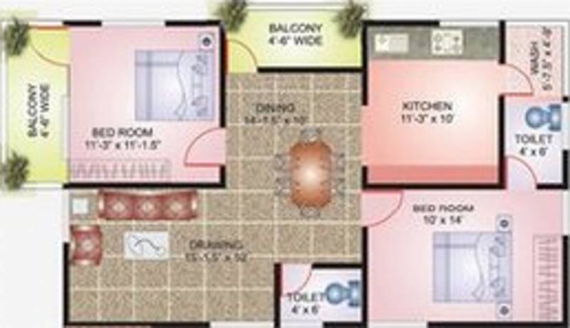 Lakshmi Infratech Royal Arch (2BHK+2T (1,077 sq ft) 1077 sq ft)