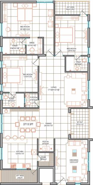 Sri Aditya Sudeepth Pristine (3BHK+4T (2,715 sq ft) + Pooja Room 2715 sq ft)