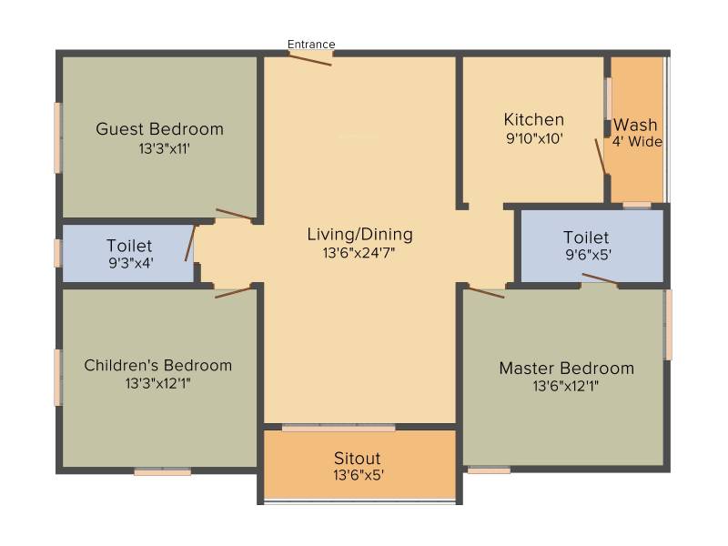 Hallmark Silvanus (3BHK+2T (1,600 sq ft) 1600 sq ft)