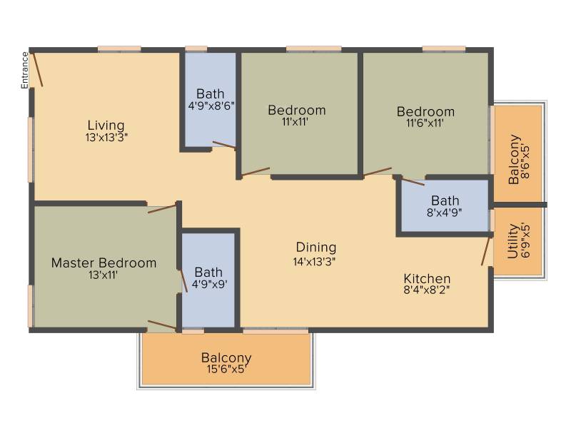 Myhna Myhna Maple (3BHK+3T (1,535 sq ft) 1535 sq ft)