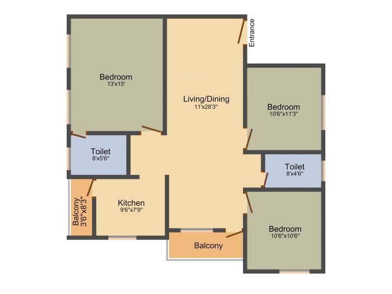 Gem Residency (3BHK+2T (1,406 sq ft) 1406 sq ft)