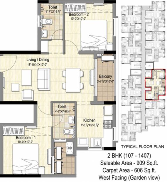 DRA Pristine Pavilion (2BHK+2T (909 sq ft) 909 sq ft)