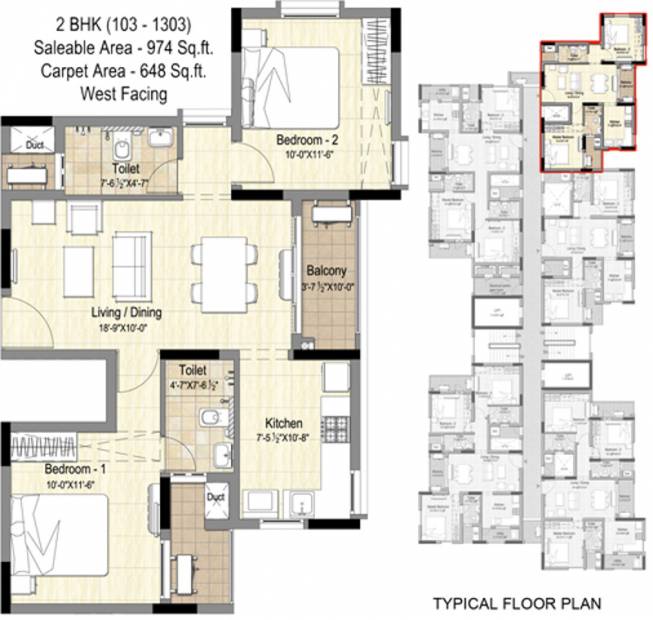 DRA Pristine Pavilion (2BHK+2T (974 sq ft) 974 sq ft)