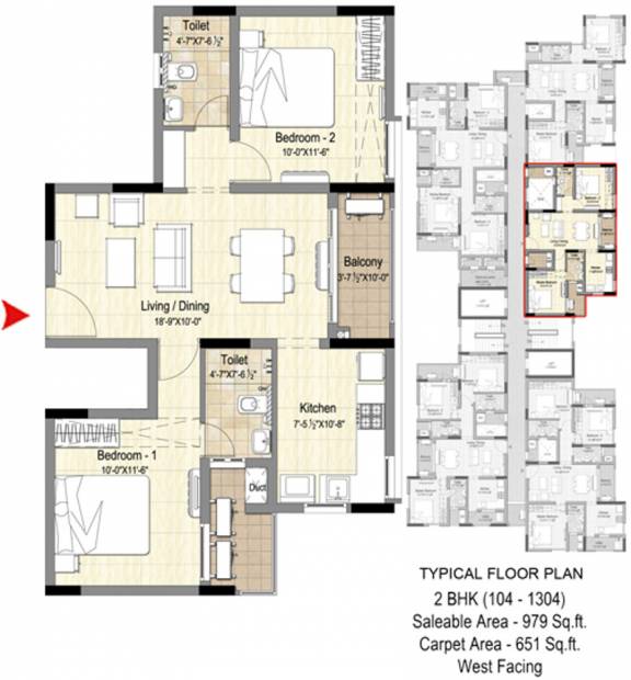 DRA Pristine Pavilion (2BHK+2T (979 sq ft) 979 sq ft)