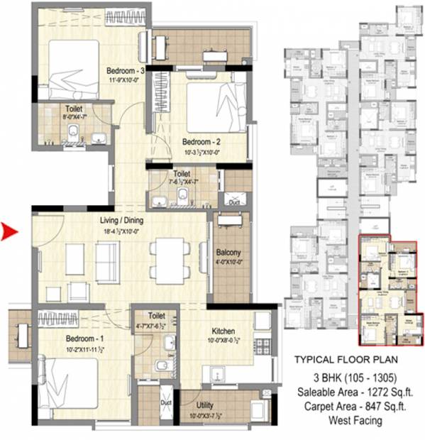 DRA Pristine Pavilion (3BHK+3T (1,272 sq ft) 1272 sq ft)