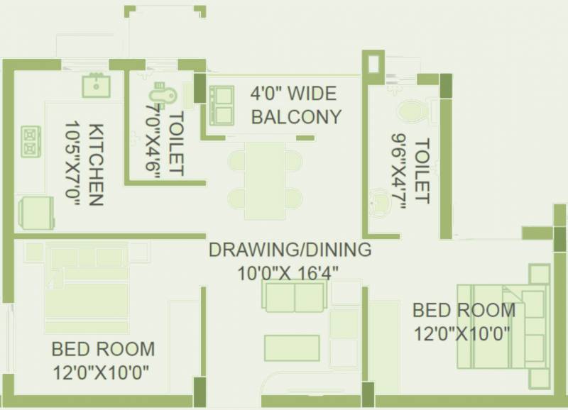 Saswat Golap Residency (2BHK+2T (1,047 sq ft) 1047 sq ft)