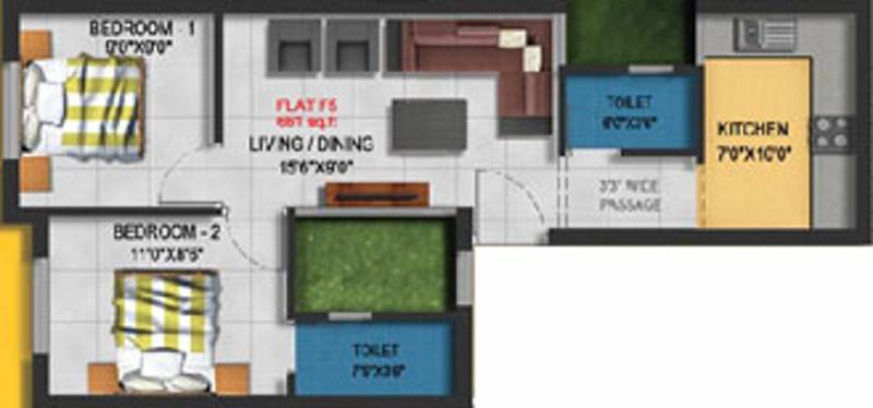 Four Square Developer Amado Square (2BHK+2T (661 sq ft) 661 sq ft)