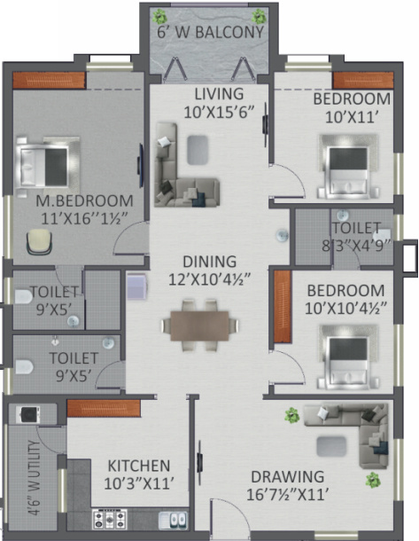GreenMark Galaxy Apartments (3BHK+3T (1,725 sq ft) 1725 sq ft)