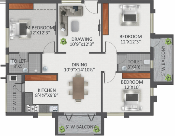 GreenMark Galaxy Apartments (3BHK+2T (1,500 sq ft) 1500 sq ft)