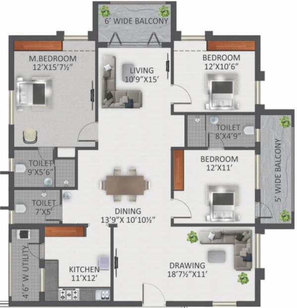 GreenMark Galaxy Apartments (3BHK+3T (2,020 sq ft) 2020 sq ft)