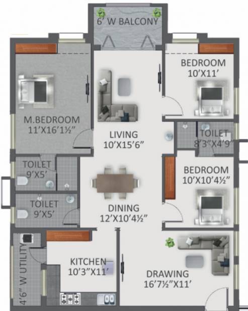 GreenMark Galaxy Apartments (3BHK+3T (2,350 sq ft) 2350 sq ft)