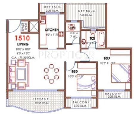 Akshar Sai Radiance (2BHK+2T (1,510 sq ft) 1510 sq ft)