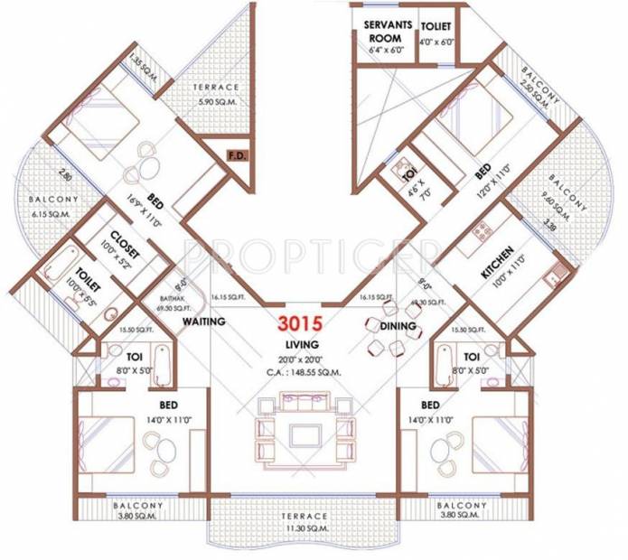 Akshar Sai Radiance (4BHK+5T (3,015 sq ft)   Servant Room 3015 sq ft)