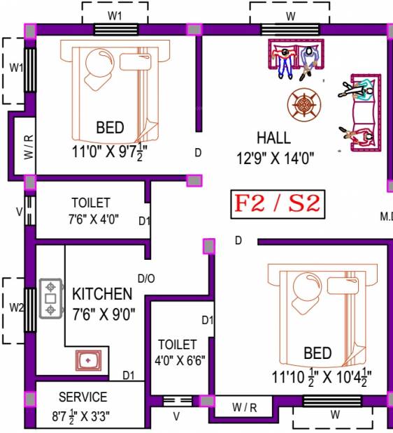 Prabha Manickam (2BHK+2T (830 sq ft) 830 sq ft)