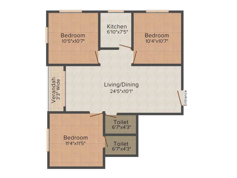 Rajwada Nirvana (3BHK+2T (1,165 sq ft) 1165 sq ft)