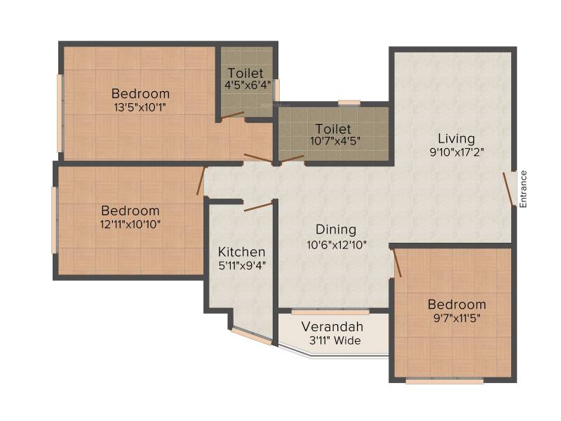 Rajwada Altitude (3BHK+2T (1,459 sq ft) 1459 sq ft)