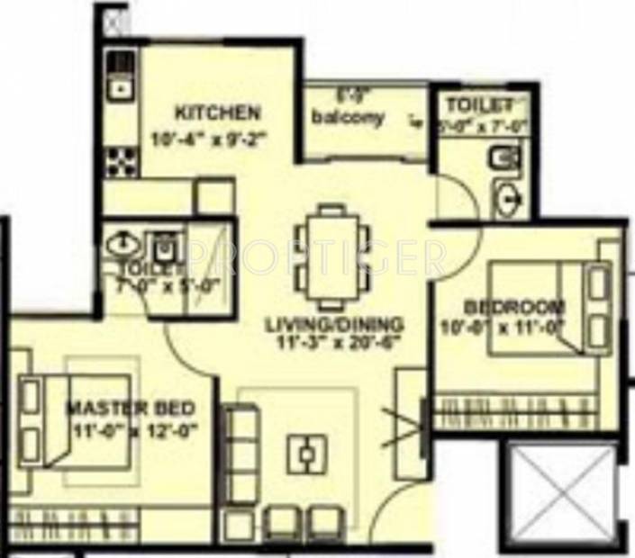 ND Laurel (2BHK+2T (850 sq ft) 850 sq ft)