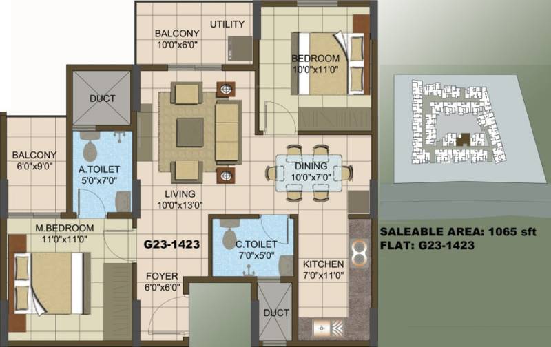 Sowparnika The Columns (2BHK+2T (1,065 sq ft) 1065 sq ft)