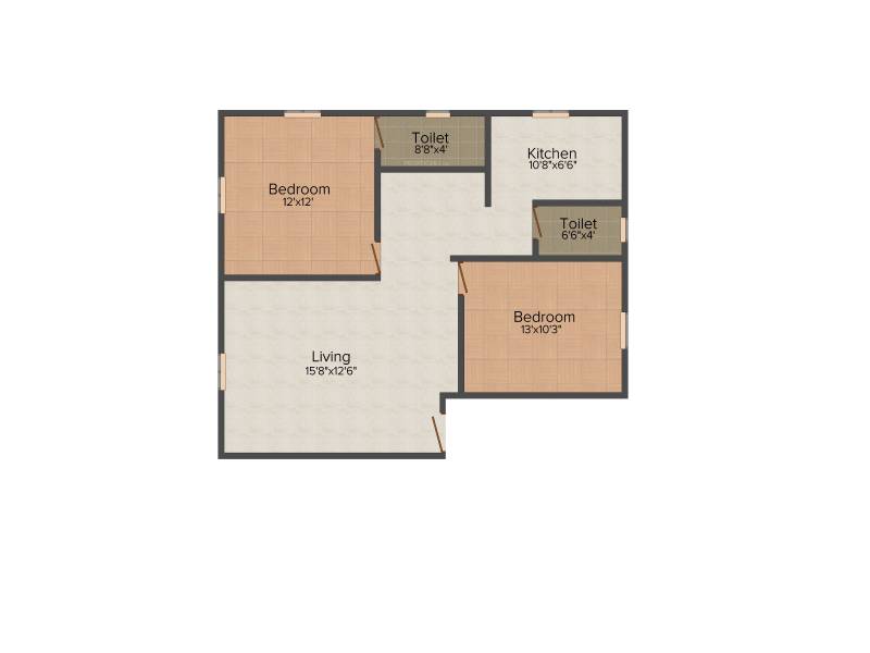 Four Faustino Square (2BHK+2T (1,045 sq ft) 1045 sq ft)