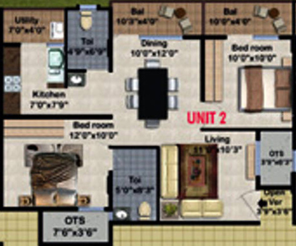 Tirumala RK Paramount (2BHK+2T (975 sq ft) 975 sq ft)
