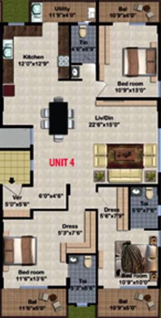 Tirumala RK Paramount (3BHK+3T (1,945 sq ft) 1945 sq ft)