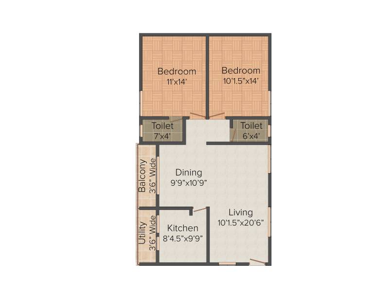 Avantika Kaveri (2BHK+2T (1,154 sq ft) 1154 sq ft)