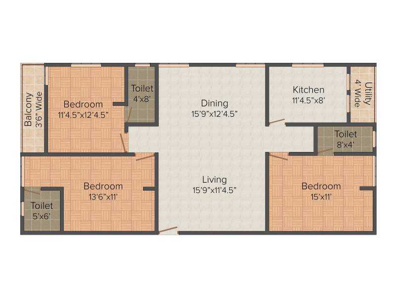 Avantika Kaveri (3BHK+3T (1,612 sq ft) 1612 sq ft)