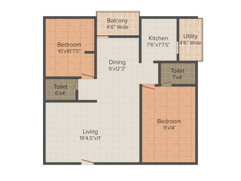 Avantika Indravathi (2BHK+2T (1,127 sq ft) 1127 sq ft)