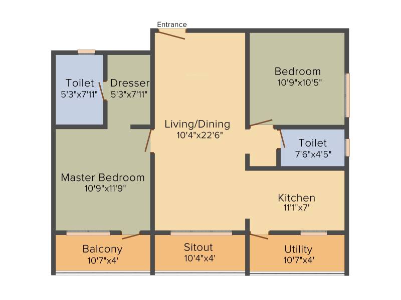 Mahaveer Cygnet (2BHK+2T (1,093 sq ft) 1093 sq ft)