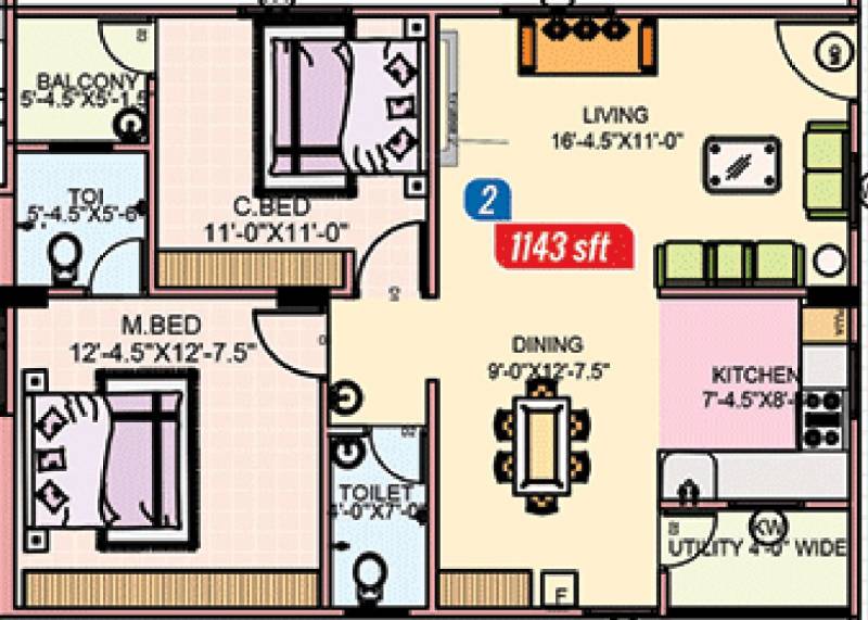 Abhi Constructions Pragathi Square (2BHK+2T (1,143 sq ft) 1143 sq ft)