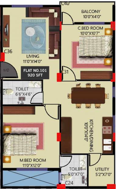 Manjunatha Properties Manjunatha Classic (2BHK+2T (920 sq ft) 920 sq ft)