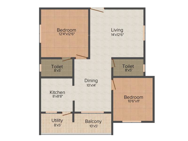 Malibu Belezza (2BHK+2T (1,120 sq ft) 1120 sq ft)