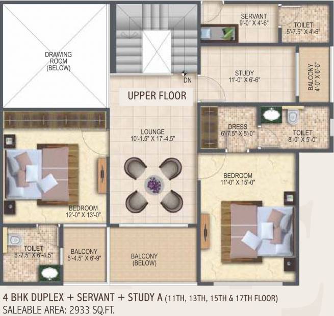 Purple Melodia (4BHK+4T (2,933 sq ft) + Study Room 2933 sq ft)
