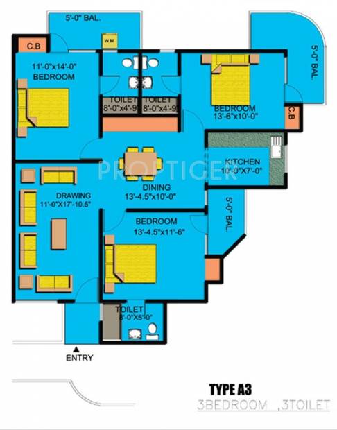 Express Garden (3BHK+3T (1,650 sq ft) 1650 sq ft)
