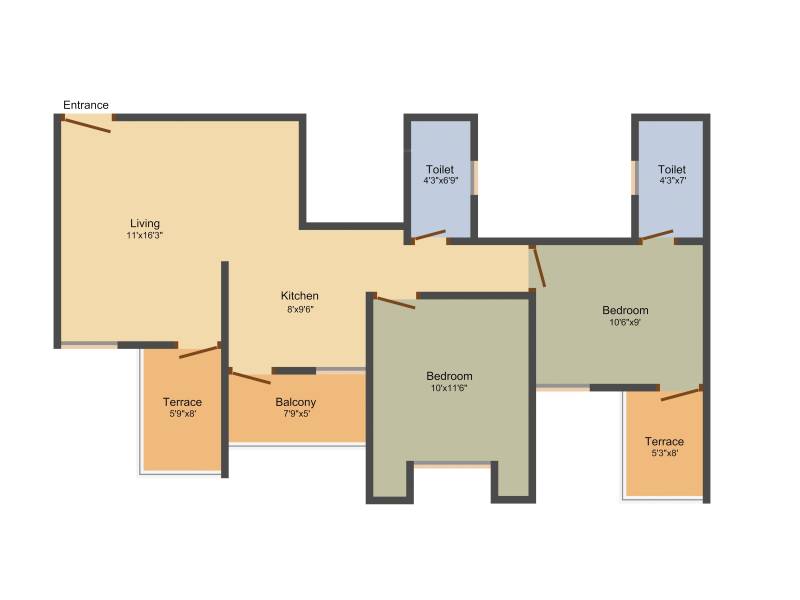 Shree Dang Ikon Phase 1 (2BHK+2T (557 sq ft) 557 sq ft)