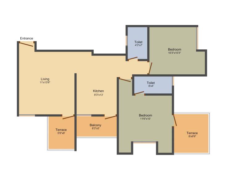 Shree Dang Ikon Phase 1 (2BHK+2T (573 sq ft) 573 sq ft)