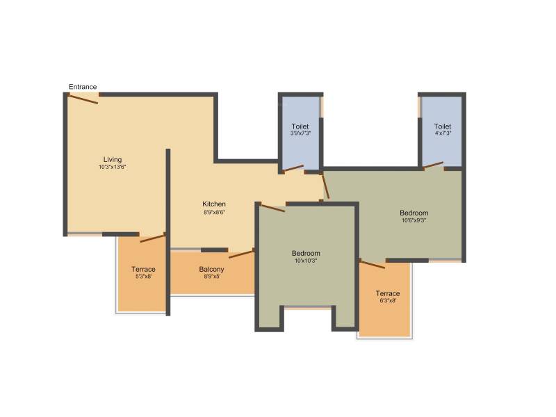 Shree Dang Ikon Phase 1 (2BHK+2T (542 sq ft) 542 sq ft)