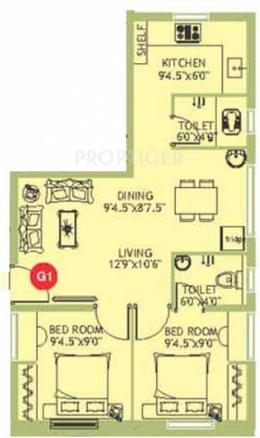 Nagappa Subakeerthana (2BHK+2T (695 sq ft) 695 sq ft)