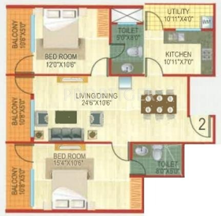 Aashish JK Apartments (2BHK+2T (1,170 sq ft) 1170 sq ft)