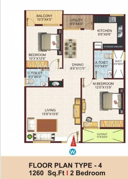 Balaji Meadows (2BHK+2T (1,260 sq ft) 1260 sq ft)